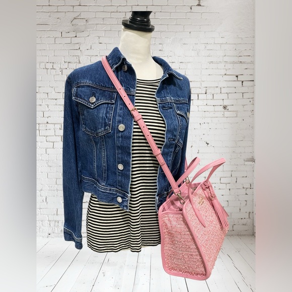 Kate Spade Pink Rowe Summer Tweed Medium Top Zip Satchel - Picture 5 of 17
